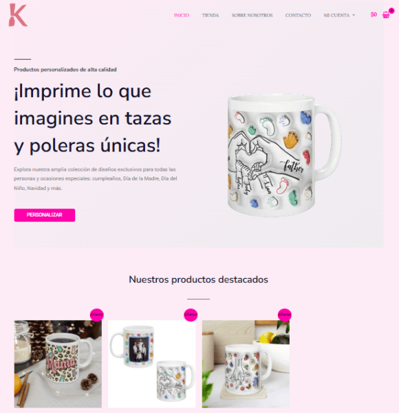 Genbia website screenshot: apparel and custom mugs store