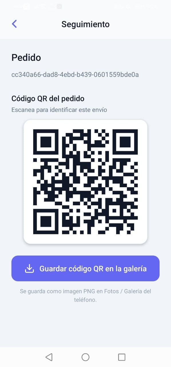 Client app: tracking with order QR code
