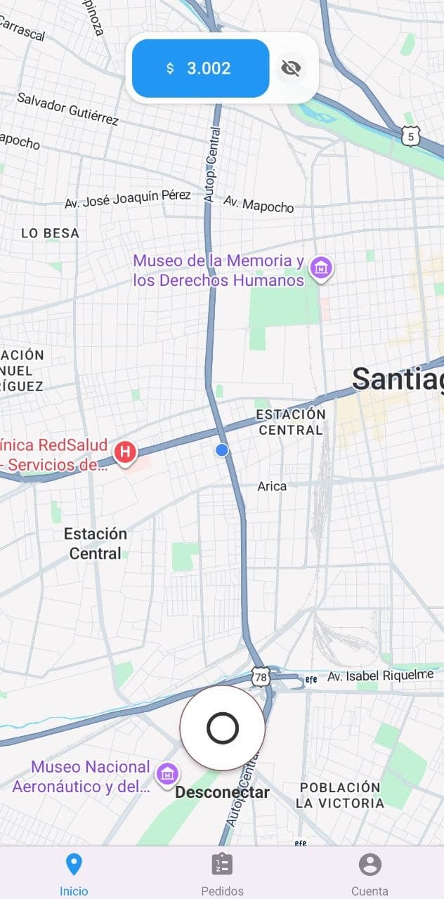 Rider app: home screen with map and availability